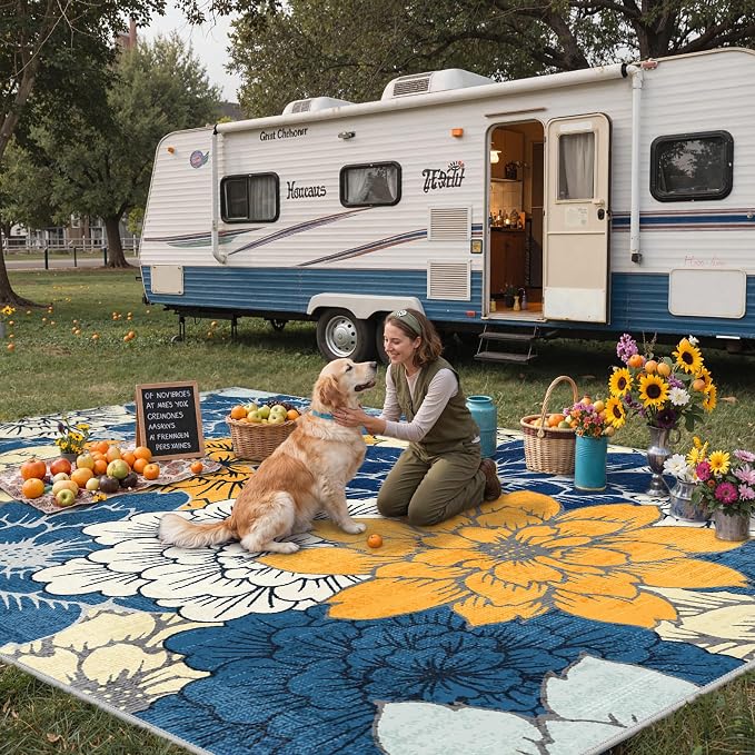 GENIMO Indoor Outdoor Area Rug 10'x14', Machine Washable Rugs - Image 3