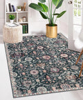 Lahome Moroccan Trellis Washable Small Area Rug, 3x5 Black Rug by Lahome