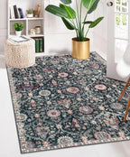Lahome Moroccan Trellis Washable Small Area Rug, 3x5 Black Rug by Lahome