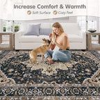 Area Rugs 5x7 Vintage Rug: Washable Living Room Rug Retro Medallion Distressed - Image 6