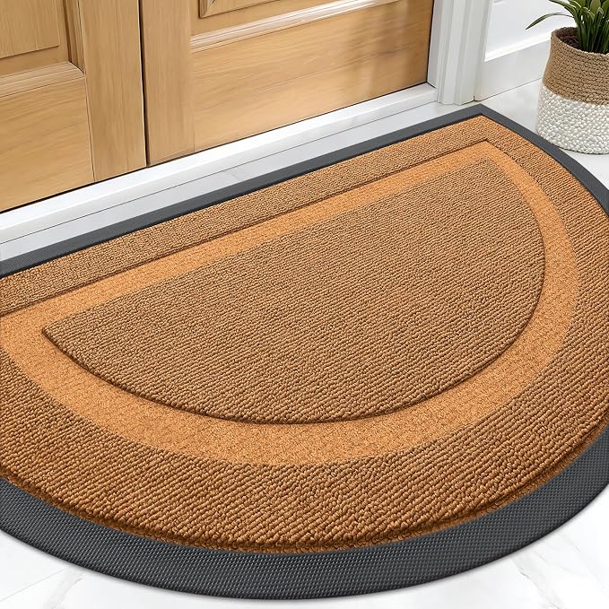OLANLY Half Circle Door Mat Indoor Outdoor Entrance Welcome, Waterproof by OLANLY