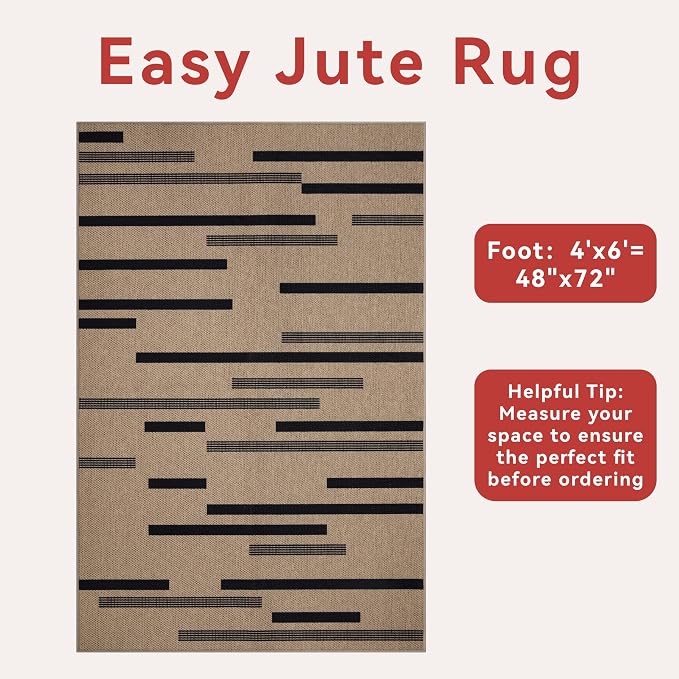 Tangsoo Washable Stripe Easy Jute Rug 4x6 - Image 4