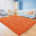 Orange Shag Area Rug for Bedroom, 4x6 Fluffy Shaggy Rugs for Living Room Nursery - Image 3