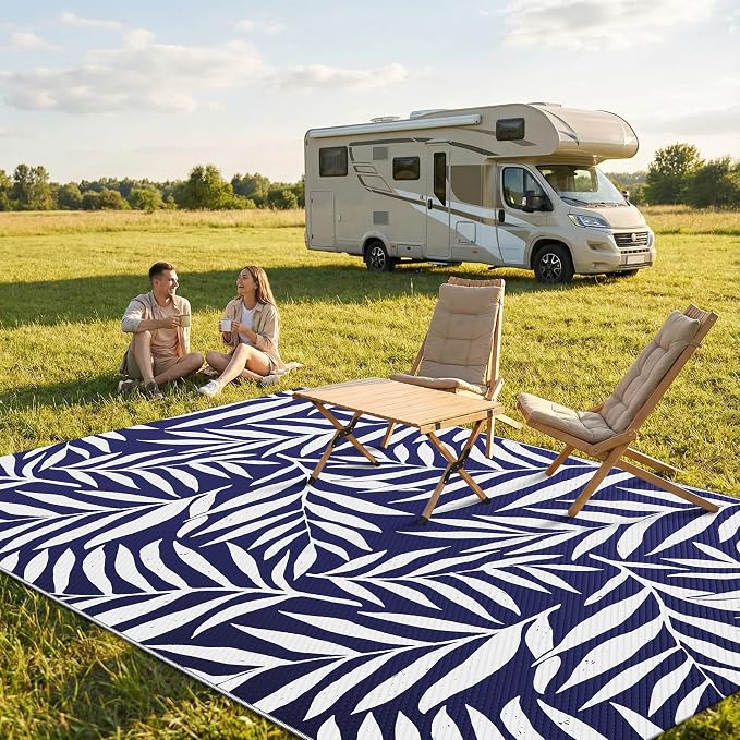 Smiry Outdoor Rug 5x8 ft, Waterproof Reversible Plastic Straw Rugs, Outdoor - Image 2