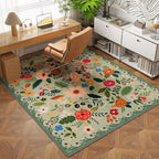 Rugcomf Area Rug 4x6 Rug Washable Boho Rugs Non Slip Low Pile Floral Small - Image 6