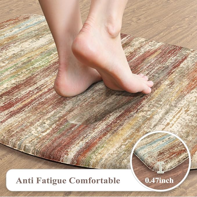 KIMODE Kitchen Mats Cushioned Anti Fatigue, Half Moon Abstract Kitchen Rugs - Image 3