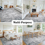 Area Rug 10x14 Living Room Rug Washable: No-Slip Abstract Soft Thin Large Gray - Image 8
