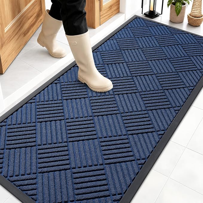 OLANLY Front Door Mat Outside Entrance 59x23, Heavy Duty Sturdy Natural Rubber by OLANLY