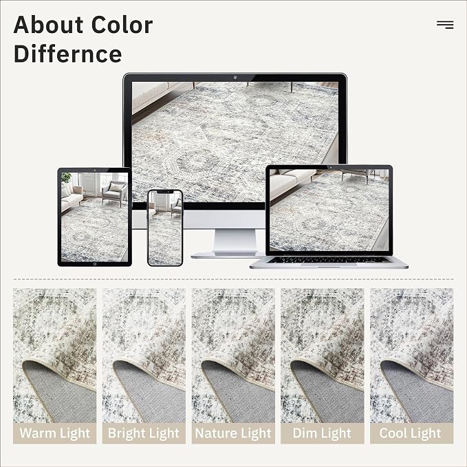 Soalmost 10x14 Area Rugs for Living Room, Non Slip Machine Washable Vintage Rugs - Image 9