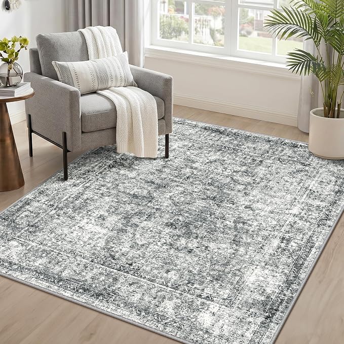 CAPALOCA Machine Washable Rugs Nursery Rug Sq5ft Cute Girl Non Slip Low Pile - Image 3