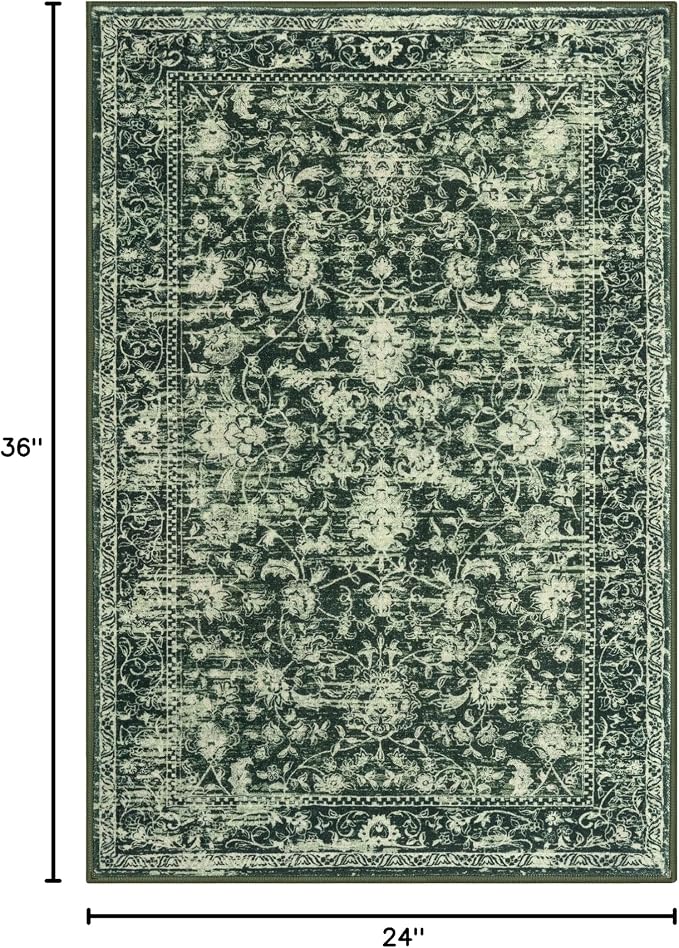 KILOCOCO Small Area Rug 2x3 Entryway Rugs Printed Vintage Floral Washable Rug - Image 2