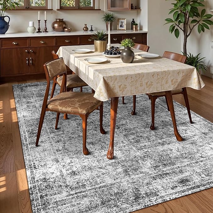 Washable Area Rug 8' x 10' Vintage Traditional Persian Mat - Image 3