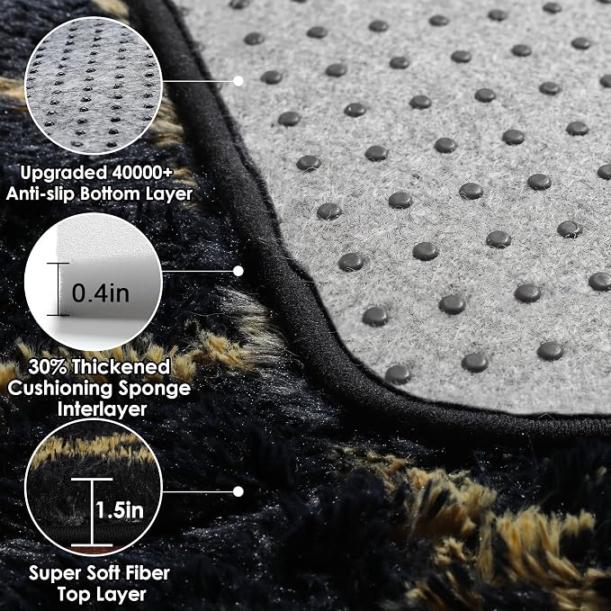 ONASAR 8x10 Area Rugs for Living Room, Fluffy Black and Gold Bedroom Rug - Image 5