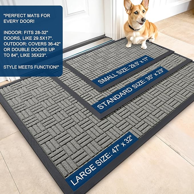 OLANLY Front Door Mat Outside Entrance 47x32, Heavy Duty Sturdy Natural Rubber - Image 2