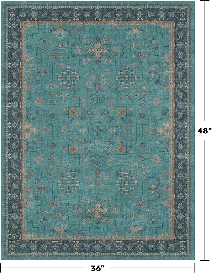 3x4 Teal Rugs for Entryway Indoor - Image 2
