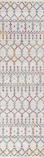 JONATHAN Y Boho Vintage Diamond Ivory/Multi Runner Rug 2X8 ft, Moroccan Hype - Image 2