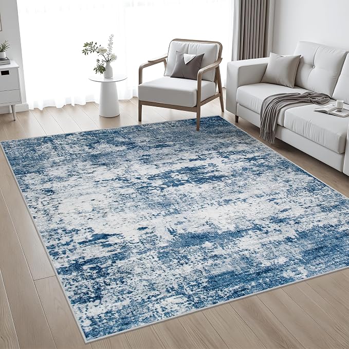 4x4 Area Rug Living Room Rug: Washable Modern Abstract Soft Thin Rug Indoor - Image 2