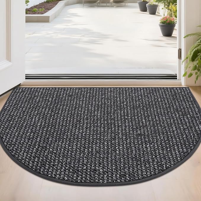 BEQHAUSE Dirt Trapper Door Mat 24" x 36" Half Circle Non-Slip Washable Doormats by BEQHAUSE