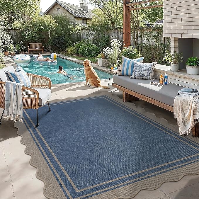 5x7 Scalloped Rug Easy Jute Washable Outdoor Patio Rug - Image 2