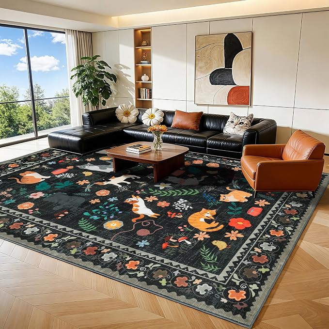 LIANLAM 8x10 Cat Lover's Area Rug, Washable Large Rug by LIANLAM