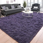 Tepook 5x8 Area Rugs for Living Room, Soft Fluffy Shag Gray Purple Rug for - Image 2