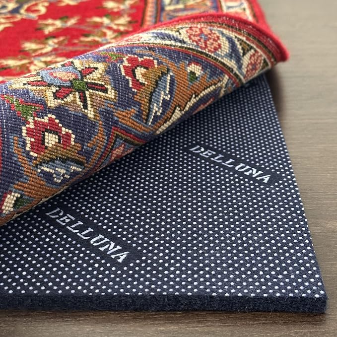 DELLUNA Non-Slip Area Rug Pad, 3/8" Thick Double Side Rubber + Felt, by DELLUNA