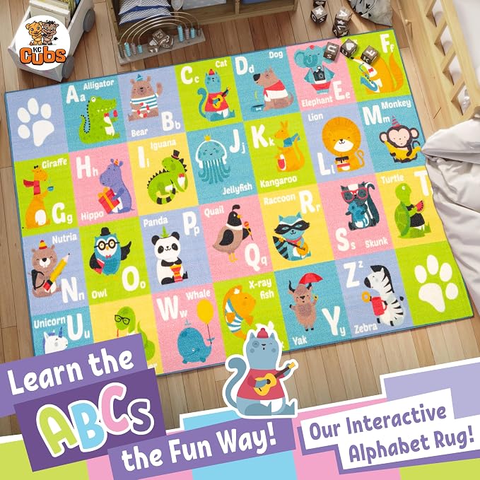 KC Cubs 5x7 ABC Alphabet Animal Rug – Educational Non-Slip Play Mat - Image 3