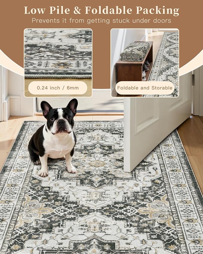 Madane Area Rug 3x5, Entryway Washable Vintage Runners Bedroom Non Slip Indoor - Image 6