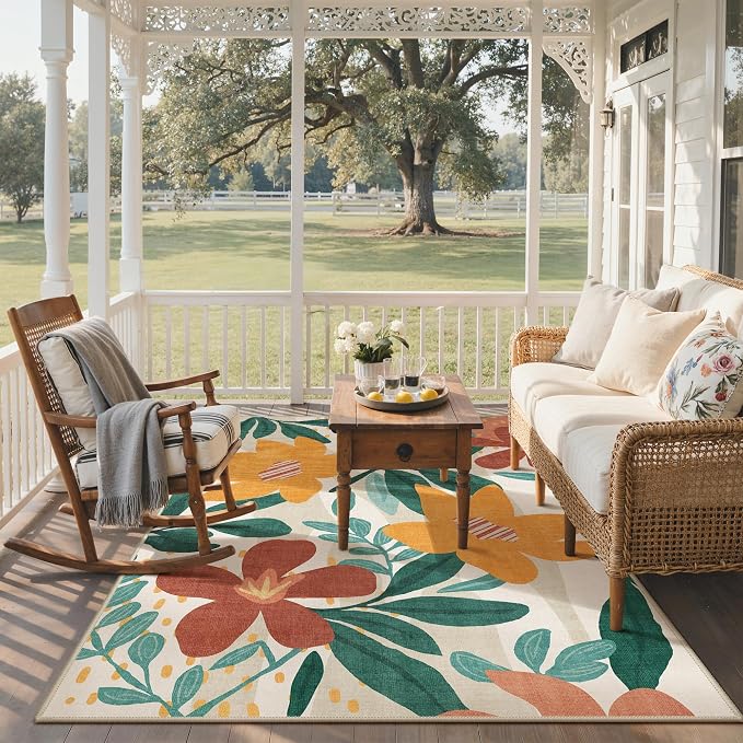 GENIMO Indoor Outdoor Area Rug 6'x9', Machine Washable Rugs - Image 4