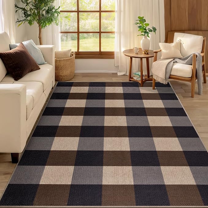 Tangsoo Checkered Easy Jute Rug, 3x5 Washable Area Rug by Tangsoo