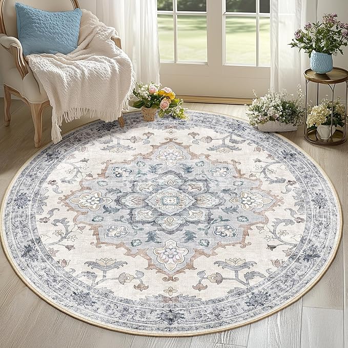 CAPALOCA Machine Washable Rugs Nursery Rug 6ft Cute Girl Non Slip Low Pile by CAPALOCA