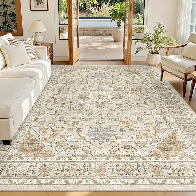 Madane 5x7 Area Rugs for Living Room, Stain Resistant Washable Rug, Non-Slip by Madane