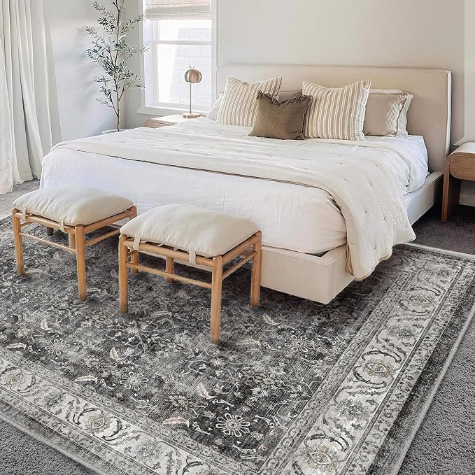 CHAMPLANT Area Rug 6'x9' Washable Vintage Traditional Floor Cover Thin Retro - Image 2