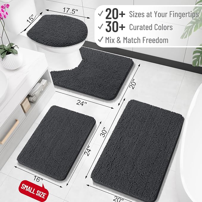 OLANLY Small Bathroom Rugs 24x16, Extra Soft Absorbent Chenille Bath Rugs - Image 2