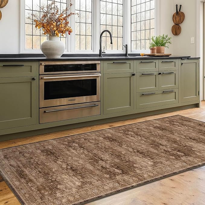Brown Boho Washable 2x6 Runner Rugs - Image 3