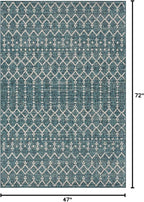 JONATHAN Y Moroccan Geometric Indoor Outdoor Area Rug 4X6 Teal/Gray, Ourika - Image 2
