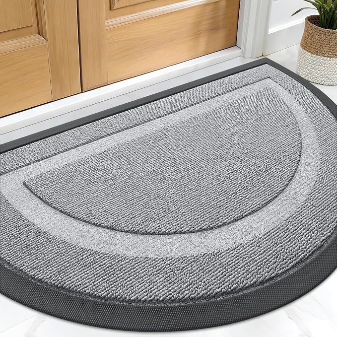 OLANLY Half Circle Door Mat Indoor Outdoor Entrance Welcome, Waterproof by OLANLY