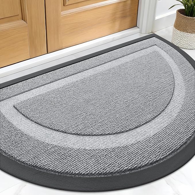 OLANLY Half Circle Door Mat Indoor Outdoor Entrance Welcome, Waterproof by OLANLY
