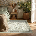 Floral Boho Rug 4x6 Washable Non Slip Area Rug Bohemian Carpet Door Mat Taupe - Image 3