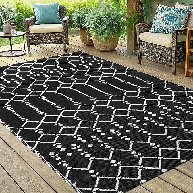 Smiry Outdoor Rug 5x8 ft, Waterproof Reversible Plastic Straw Rugs, Boho - Image 6
