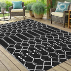 Smiry Outdoor Rug 5x8 ft, Waterproof Reversible Plastic Straw Rugs, Boho - Image 6