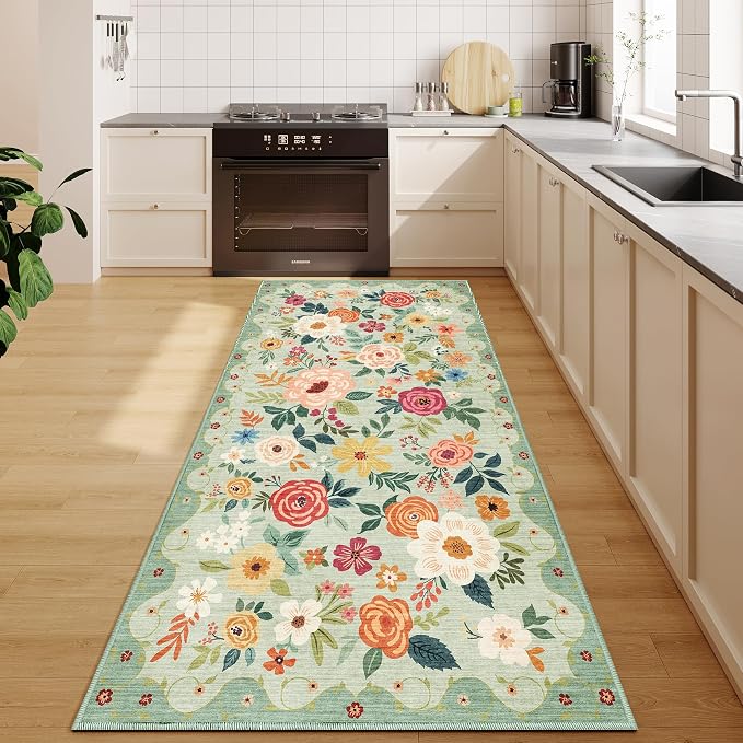 DUKINO 3x6 Runner Rug, Washable Soft Floral Hallway Runner Rug - Image 4