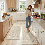 Madane Washable Kitchen Rug Set of 3, Small Area Rug Non-Slip Vintage Entryway - Image 4