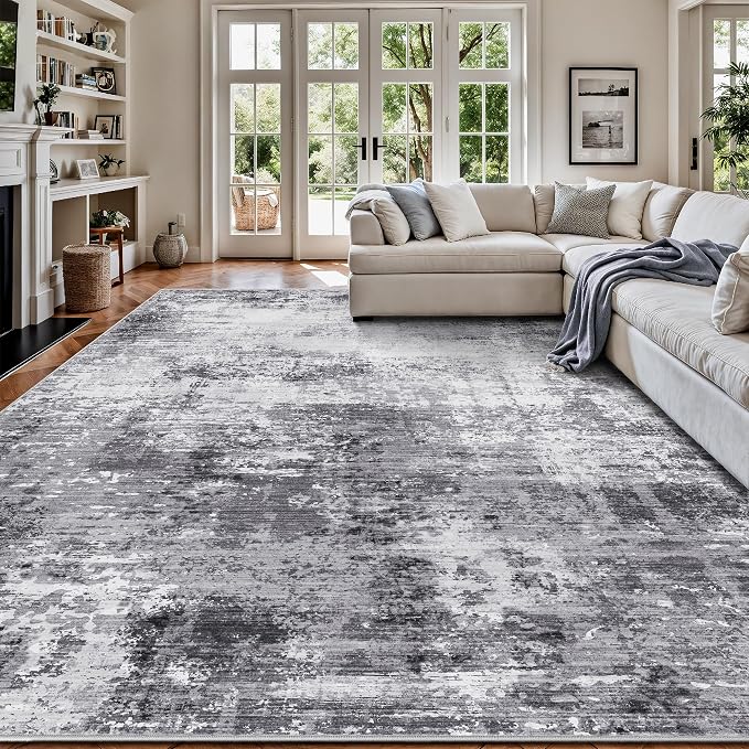 8x10 Area Rugs, Abstract Modern Ultra Soft Washable Rug, Non Slip Carpet by Yarooge