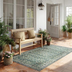 3x5 Area Rug for Entryway Indoor Low Pile Green Rugs - Image 9
