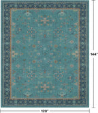 Washable 10x12 Large Teal Teal Boho Living Room Rug - Image 2