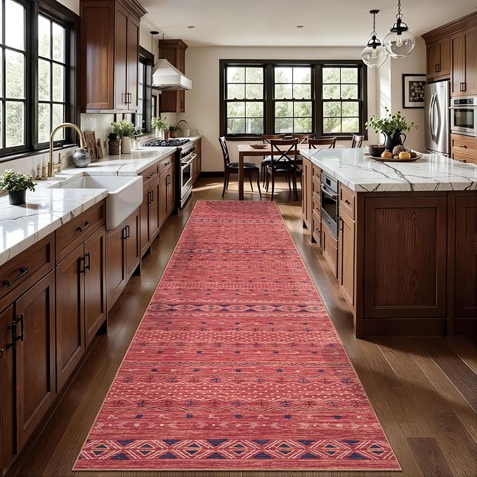 SERISSA Hallway Runner Rug, Soft Low-Pile Geometric Indoor Long Carpet - Image 2