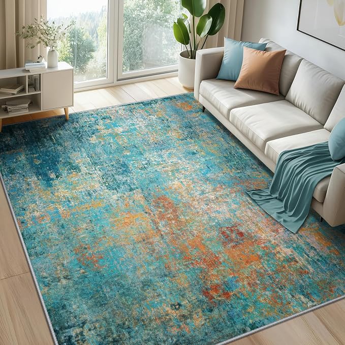 RELEANY Washable Area Rugs 7'x9' Non-Slip Modern Abstract Soft by RELEANY