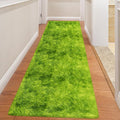Grass Green Tie-Dyed Rug 3x10 ft Plush High Pile Shag Carpet Fluffy Soft Runner by TENNOLA