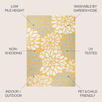JONATHAN Y Floral Textured Weave Indoor Outdoor Area Rug 4X6 Yellow/Cream - Image 2